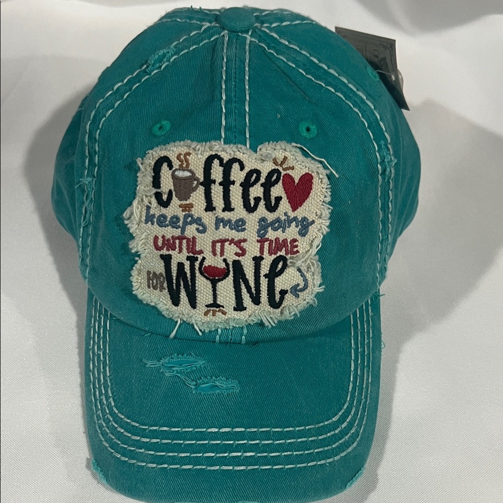KBETHOS Teal Coffee and Wine Embroidered Hat
